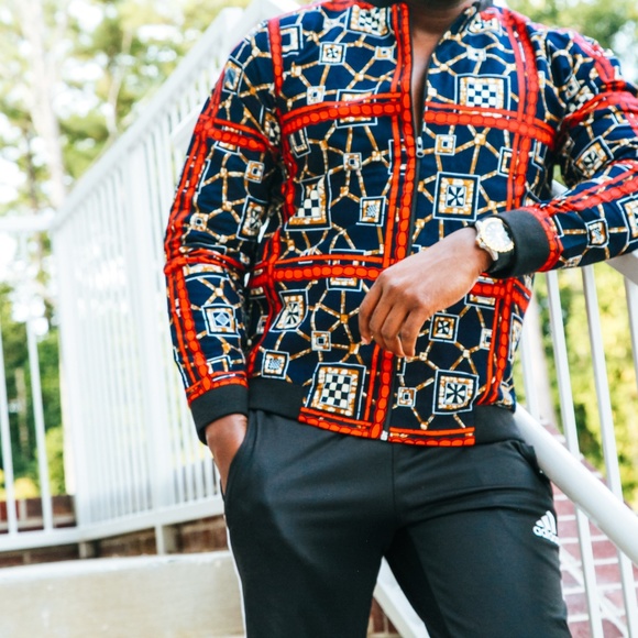 Men’s African Print Long sleeve Jacket - Picture 2 of 9
